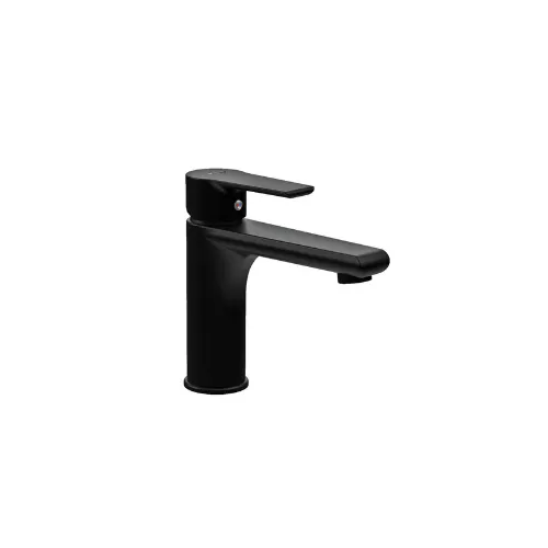 Mitigeur lavabo moyen noir bec long pour salle de bain - TIEMME