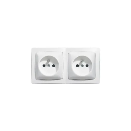 Prise de courant 2x2P+T précablée Appareillage saillie complet - blanc