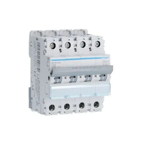Disjoncteur 4P 10-15kA courbe C - 40A 4 modules - HAGER