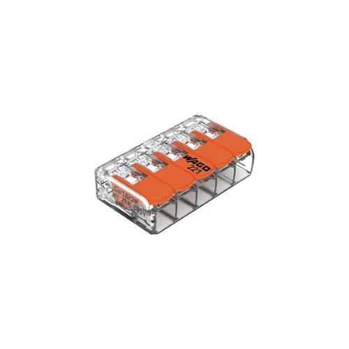 Borne WAGO 221 Mini 5x4mm² à leviers souple et rigide