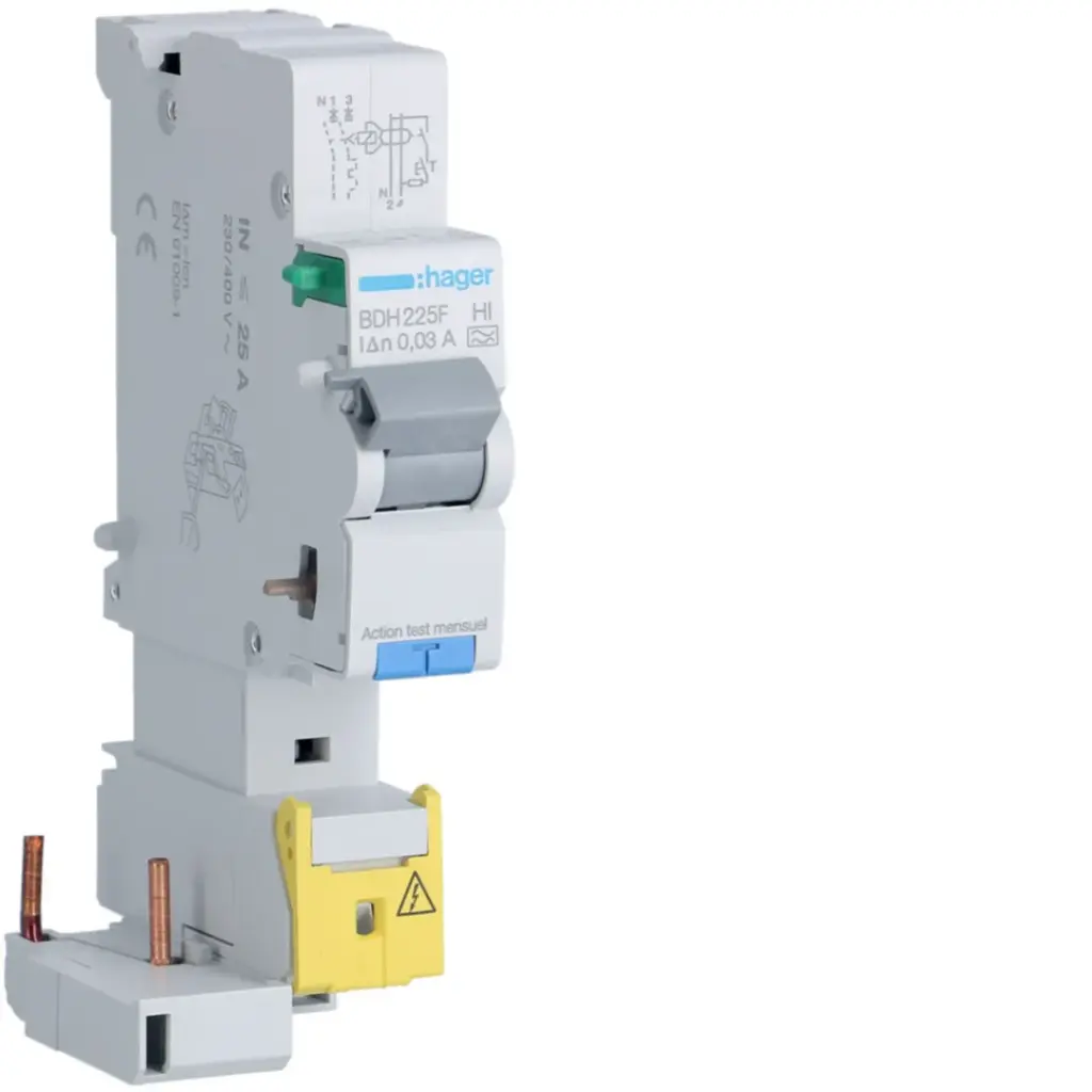 Bloc différentiel 1P+N 25A 30mA haute immunité - Hager