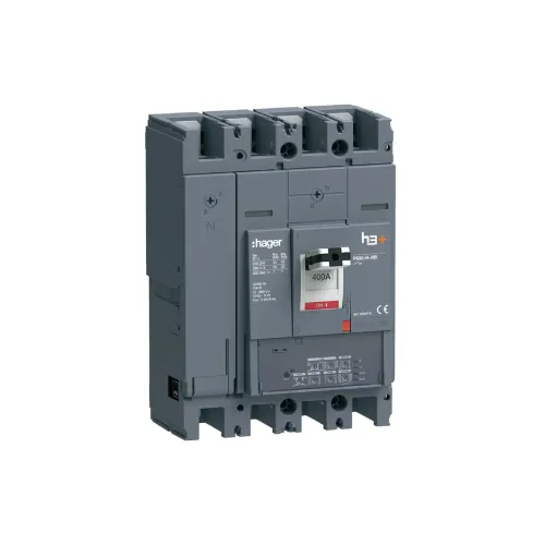 Disjoncteur Boitier Moulé + diff h3+ P630 LSI AB 4P4D In400A Icu25kA à plage - HAGER