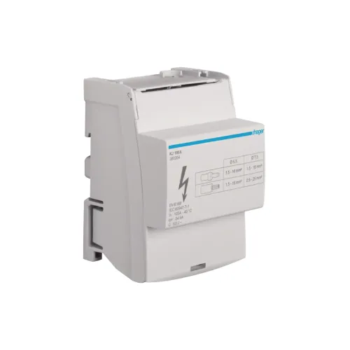 Répartiteur 100A, tétrapolaire, 2x 2,5-25² / 5x 1,5-16² par phase - HAGER