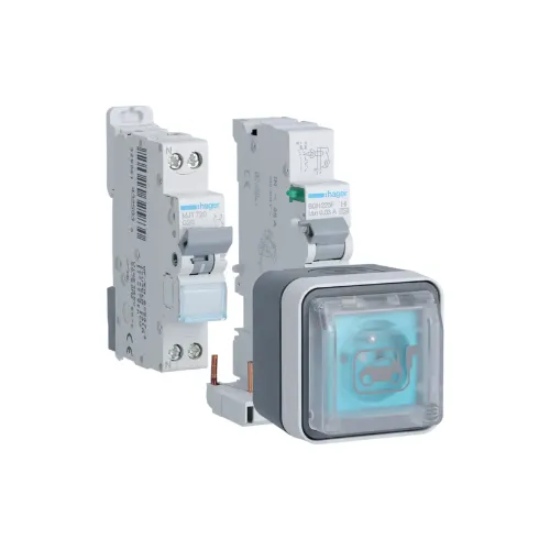 Witty prise 2P+T, IP55, M2+ saillie, 3,7kW, protections incl., pour véh. élec. - Hager